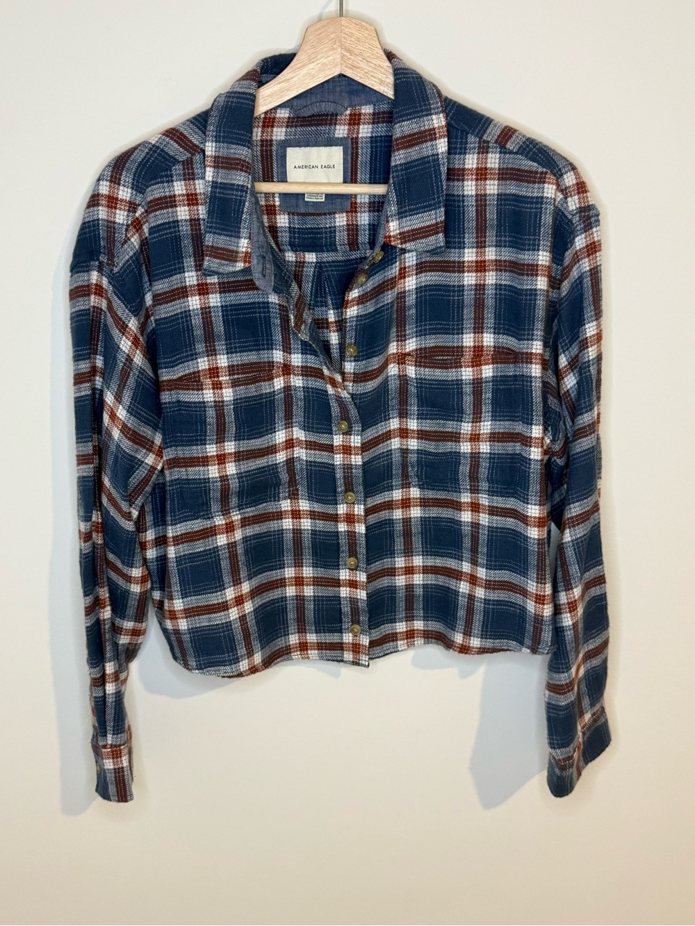 American Eagle Outfitters 100% Cotton Blue Plaid Button-Up Shirt | M
